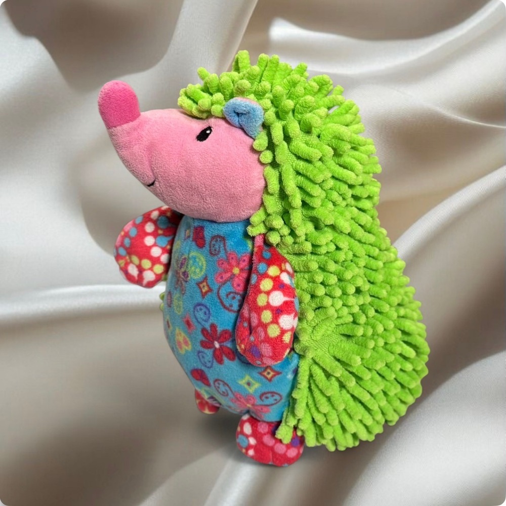 Mary Meyer Hedgehog Plush Neon Shaggy Lisa Frank Inspired Stuffed Animal 7"